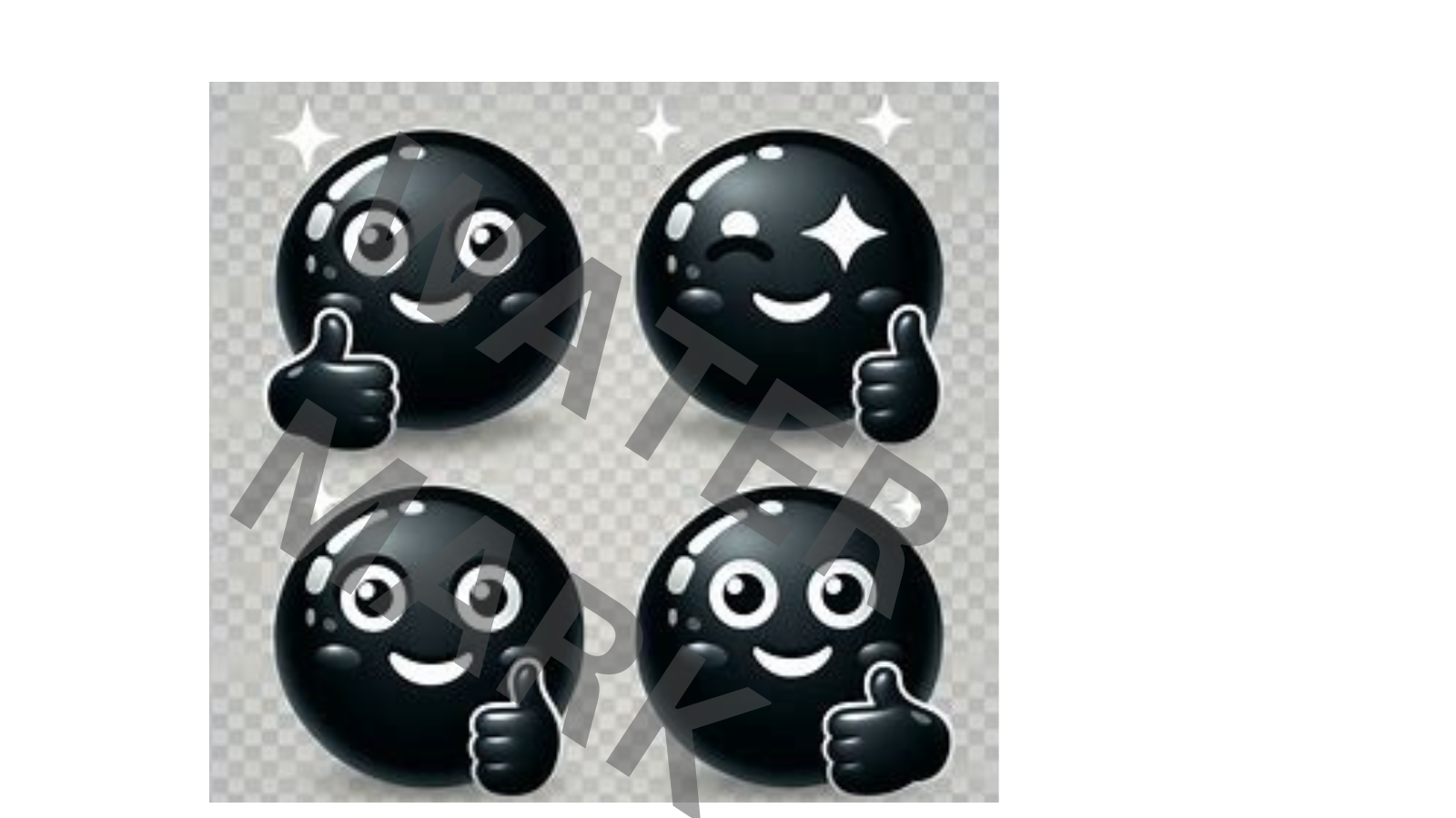 A collage of four black thumbs-up emojis with various facial expressions, including a wink and a grin.