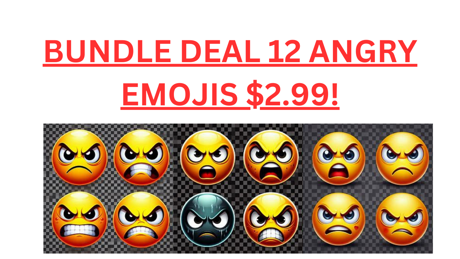 "Collection of various angry emoji faces expressing different levels of frustration and anger."
