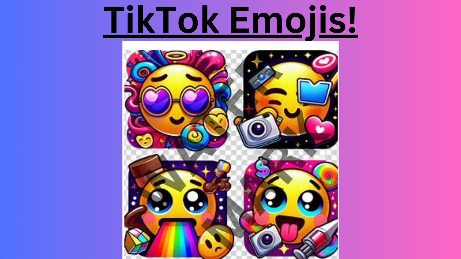 "Collection of colorful, expressive TikTok emojis with unique designs."
