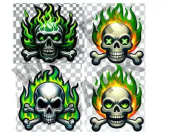 A collage of skull emojis showing a variety of expressions and styles.