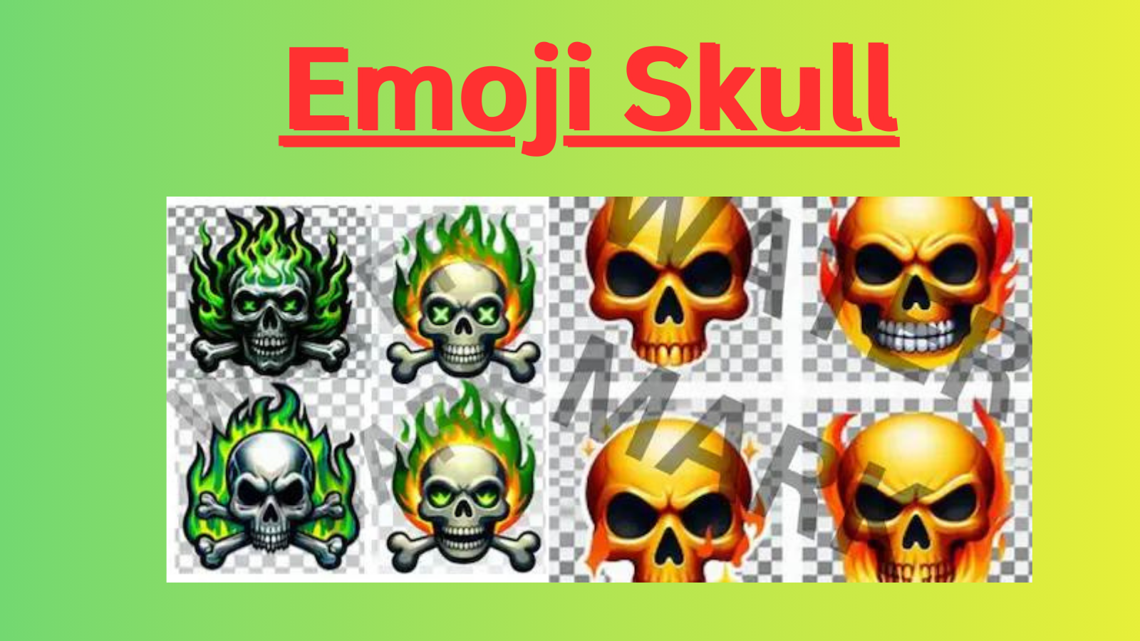A collage of skull emojis showing a variety of expressions