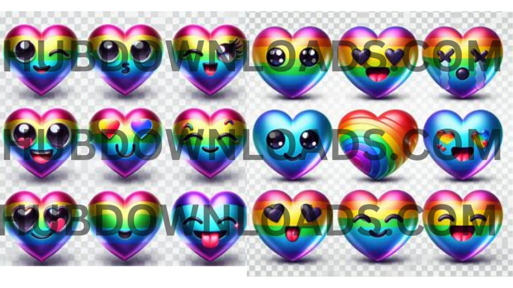 When using images in your blog or social media posts, including alt text is essential for accessibility and SEO purposes. For images featuring the rainbow heart emoji, appropriate alt text could be: "Colorful rainbow heart emoji with various facial expressions." This description ensures the image is accessible to all users and helps improve the SEO of your content.