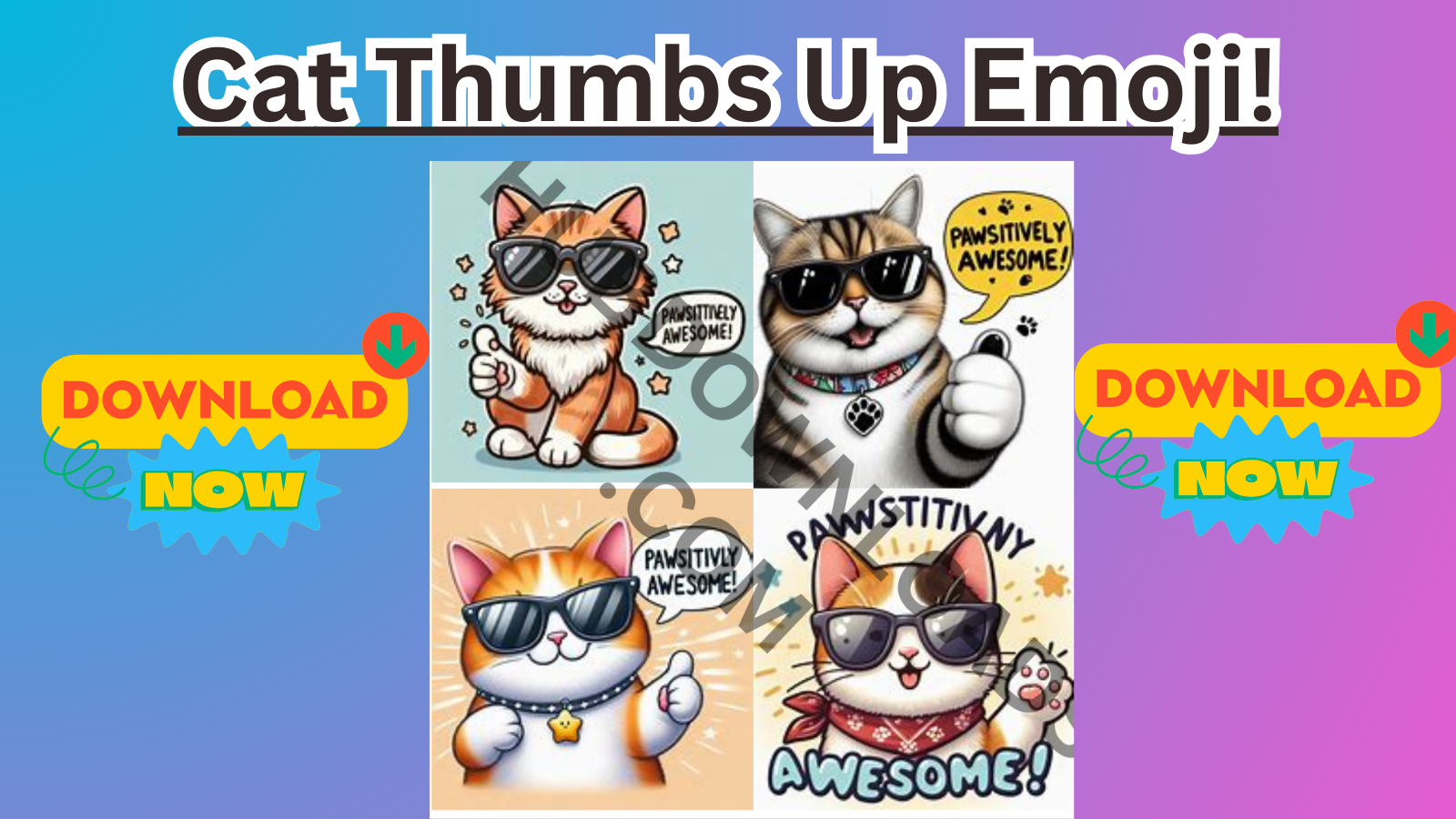 Four cat thumbs up emojis wearing sunglasses and giving a thumbs up.