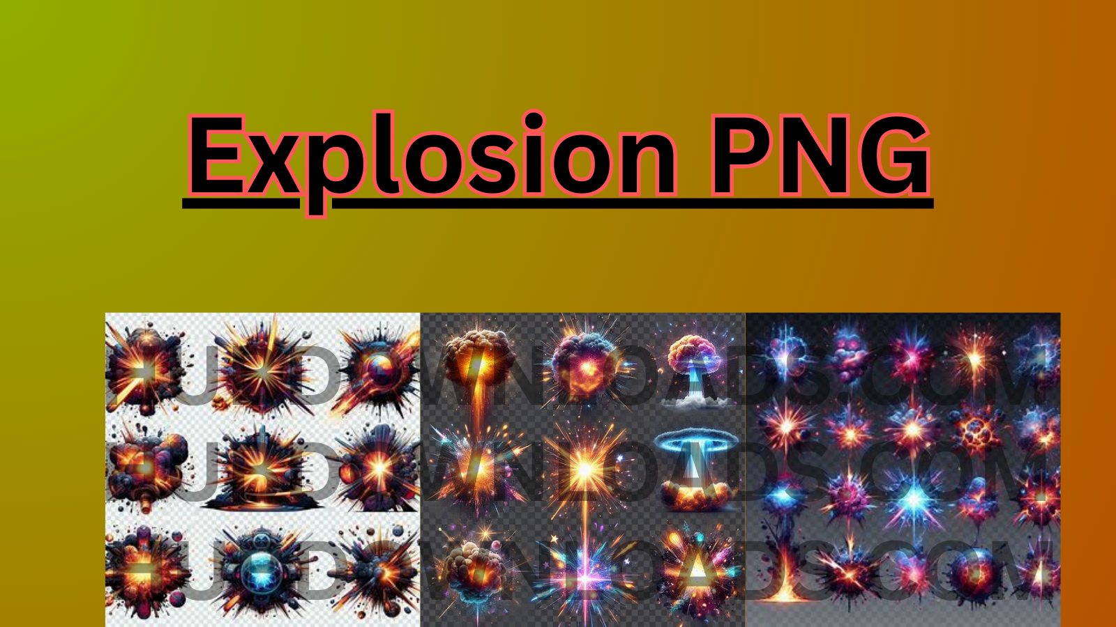 Colorful and dynamic explosion PNG overlays perfect for digital art, video game design, and creative projects. Featuring high-resolution bursts, blasts, and shockwaves with transparent backgrounds for easy integration into any digital design."